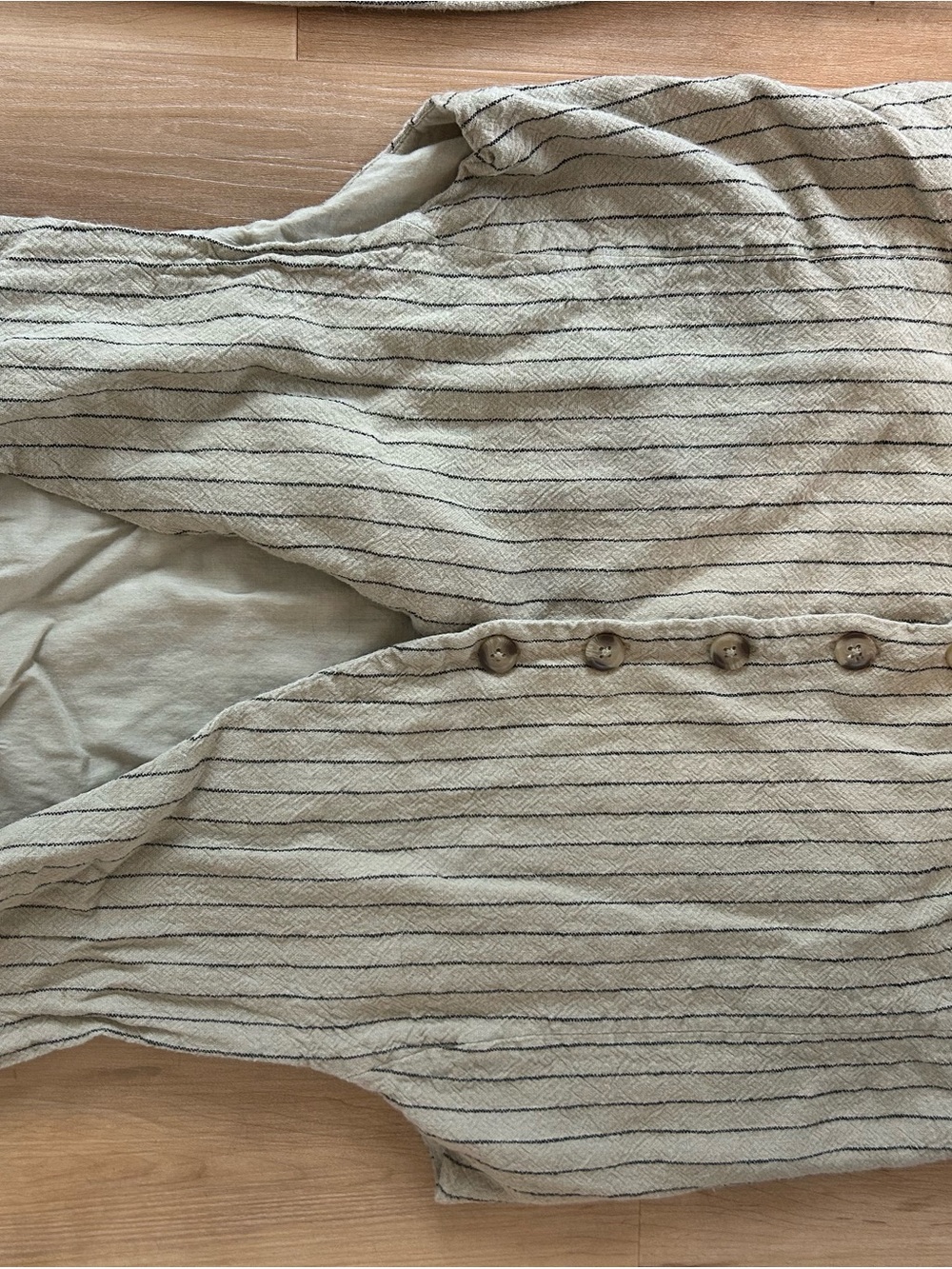 Mango Striped Linen Blend Top in Sage & Black - Picture 2 of 4